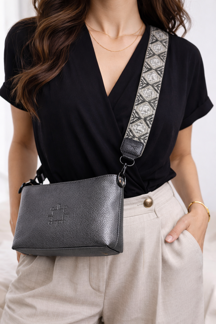 Patrona Leather Bags with Matching Embroidered Strap