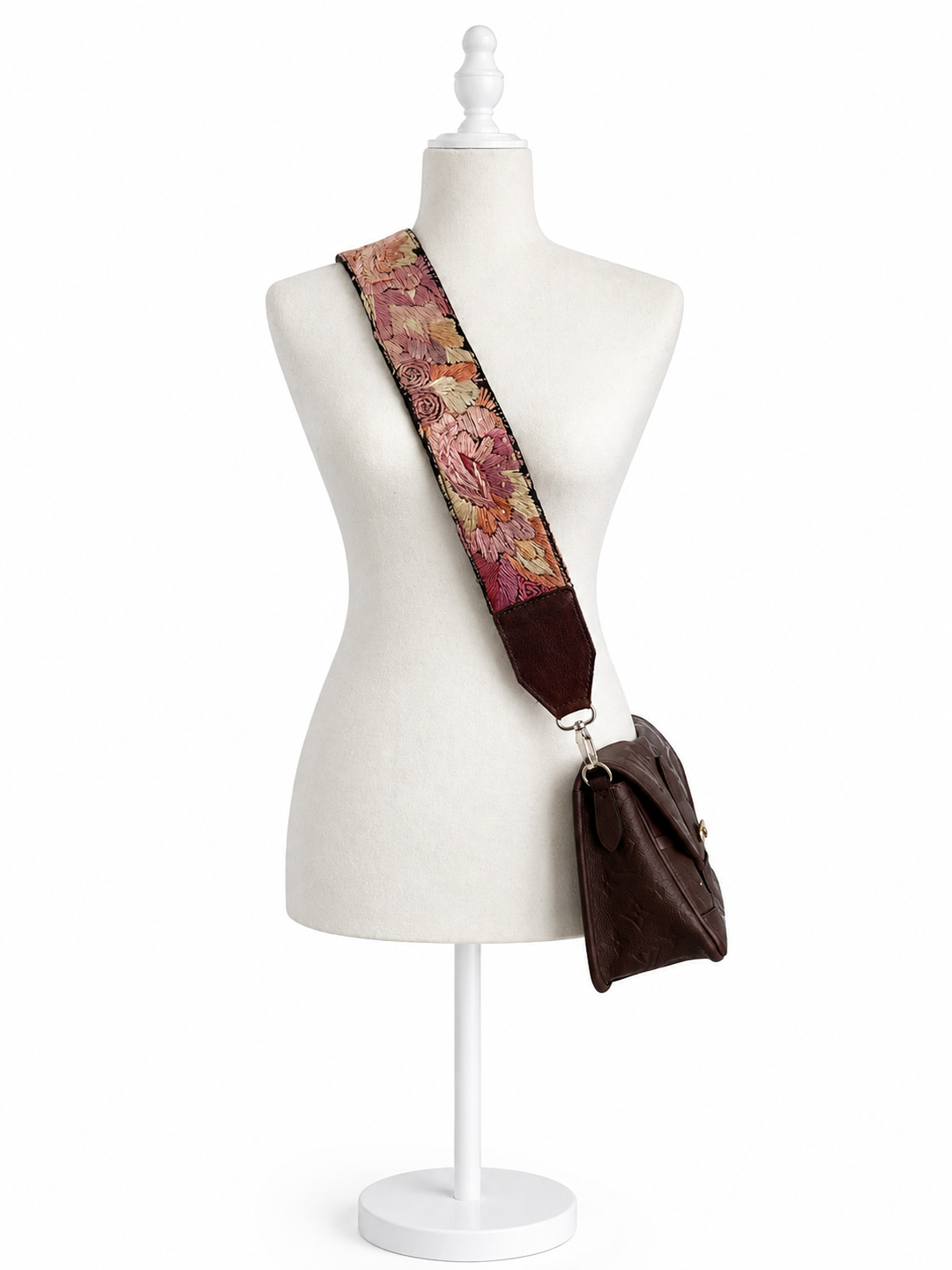 Embroidered Guatemalan Straps with Genuine Leater in Dark Brown