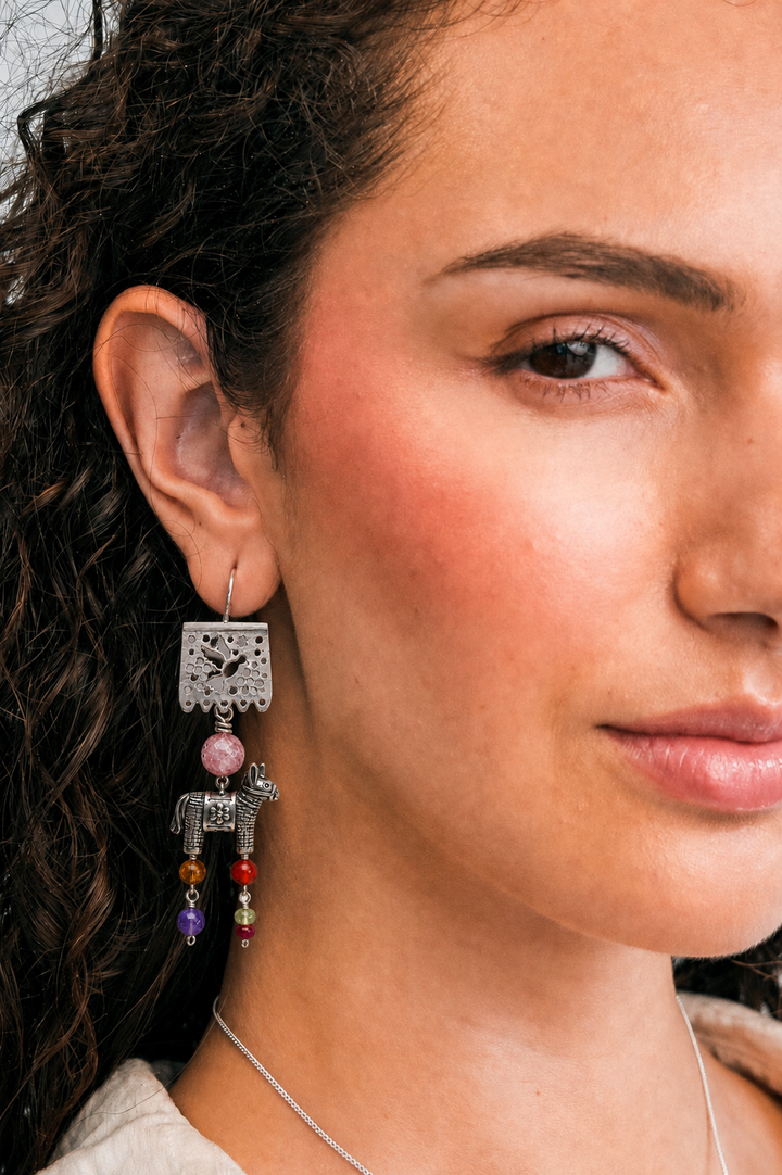 Mexican Silver Mismatched Burro &amp; Muñeca Earrings