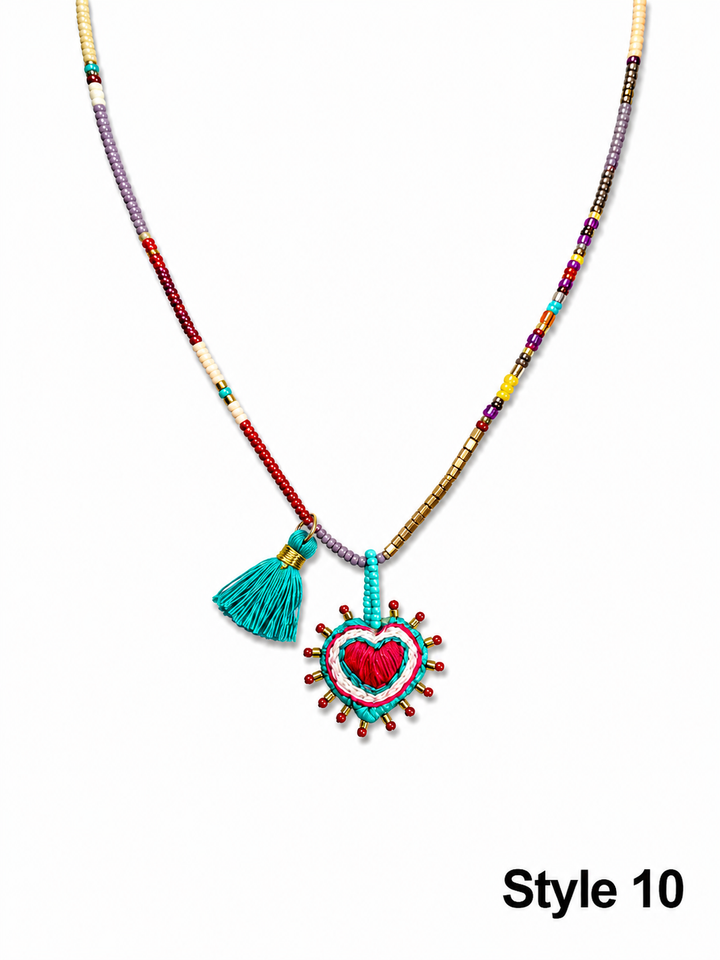 Mexican Milagros Necklace – Sacred Heart Inspired Statement Jewelry