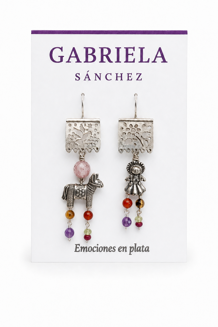 Mexican Silver Mismatched Burro &amp; Muñeca Earrings