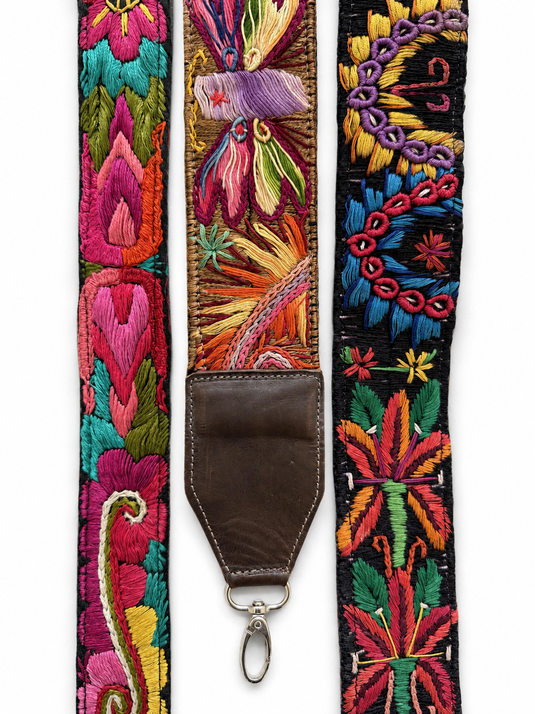 Guatemalan Embroidered Strap with Dark Brown Ends