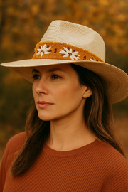 Embroidered Daisy Band Palm Hat