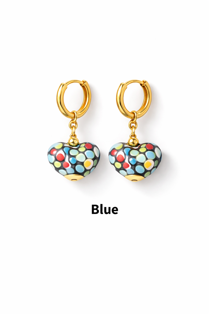 Colorful Heart Shapped Talavera Earrings