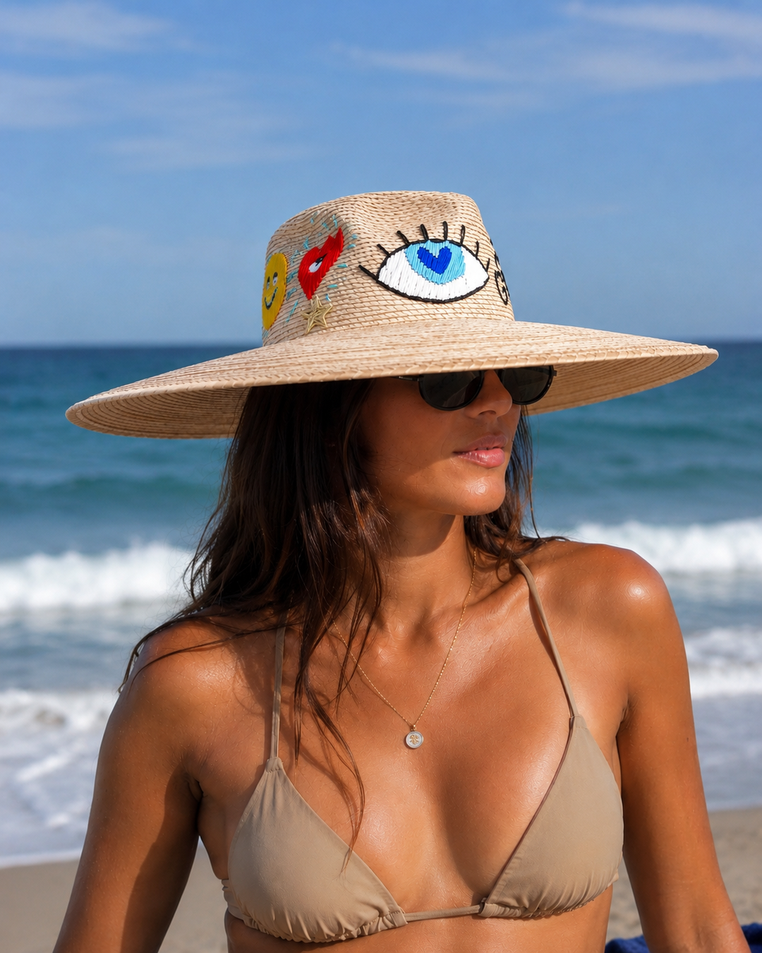 Hand Embroidered Mexican Wide Brim Straw Hat
