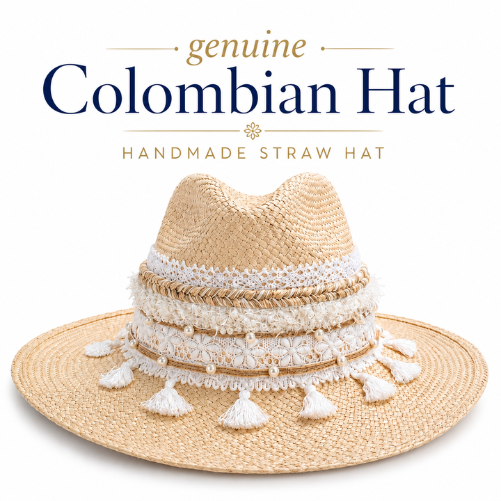 Colombian White Straw Hat – Handwoven Artisan Hat