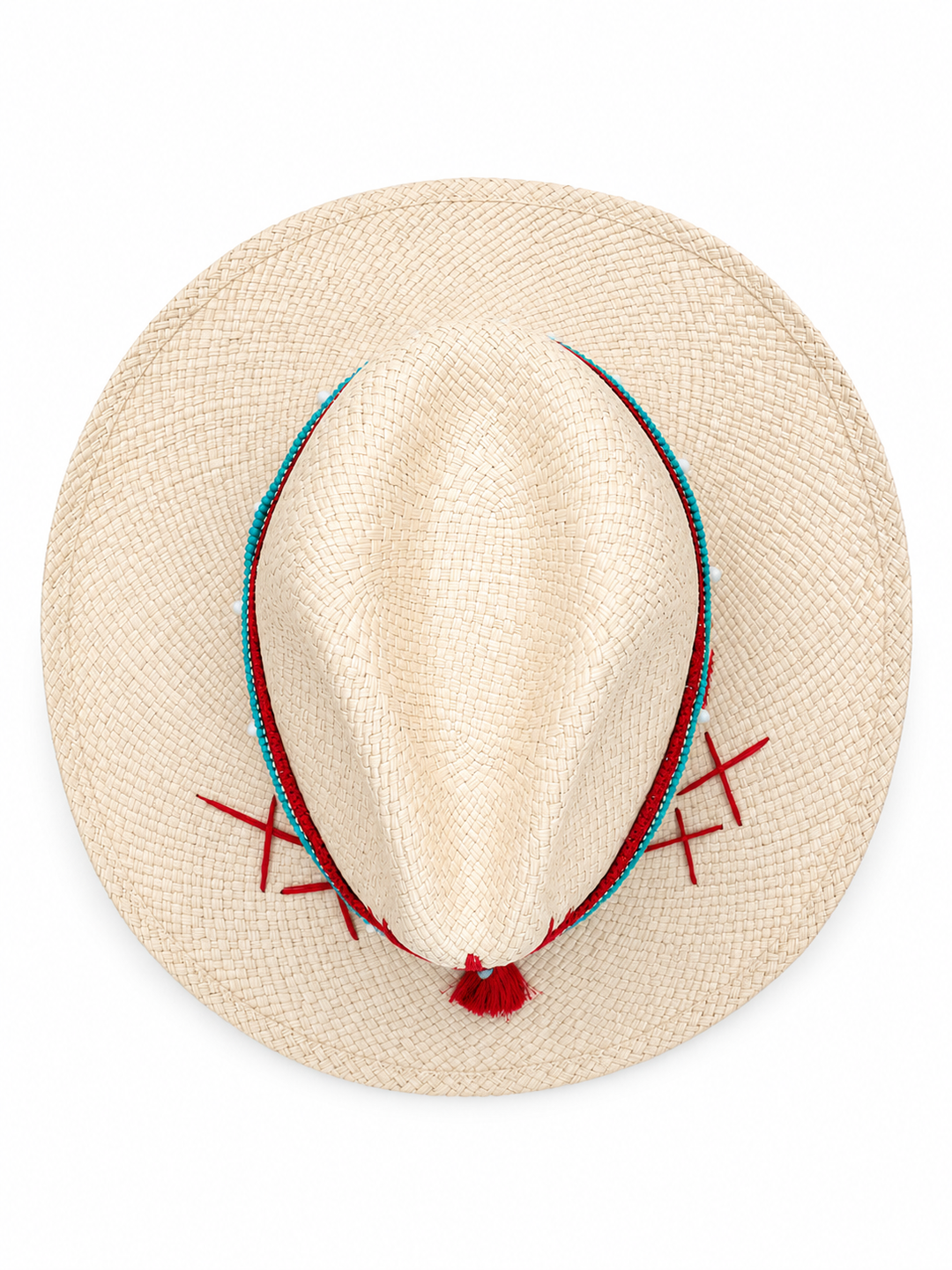 Luxury White Colombian Evil Eye Straw Hat
