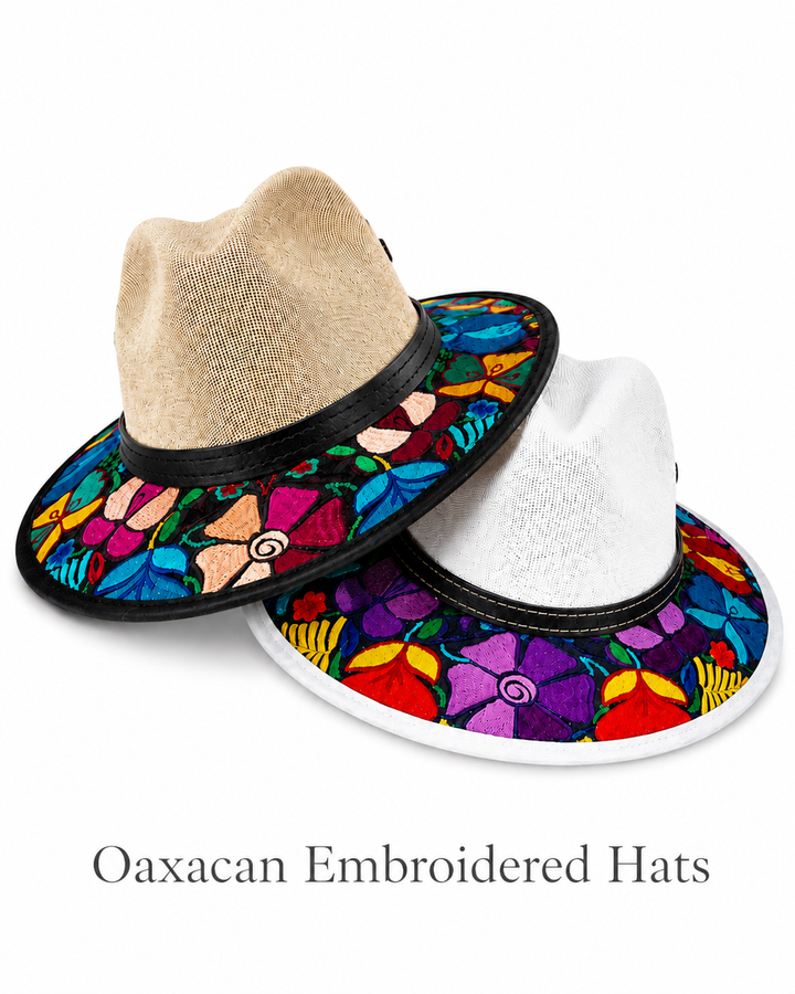Oaxacan Embroidered Sun Hat for Women