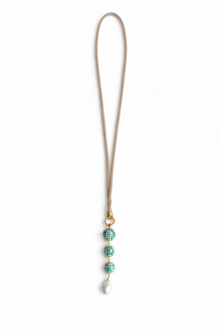 Green Talavera Long Cord Necklace