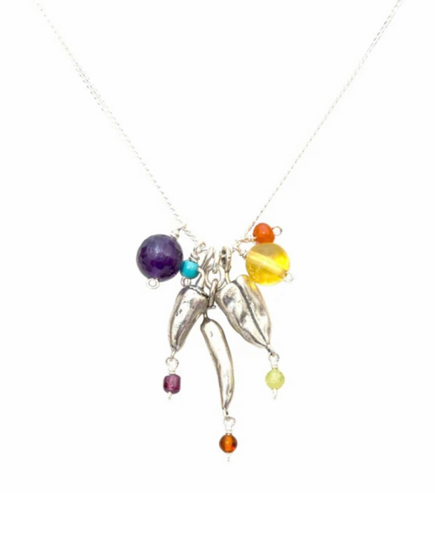 Tres Chiles Peppers Silver Necklace