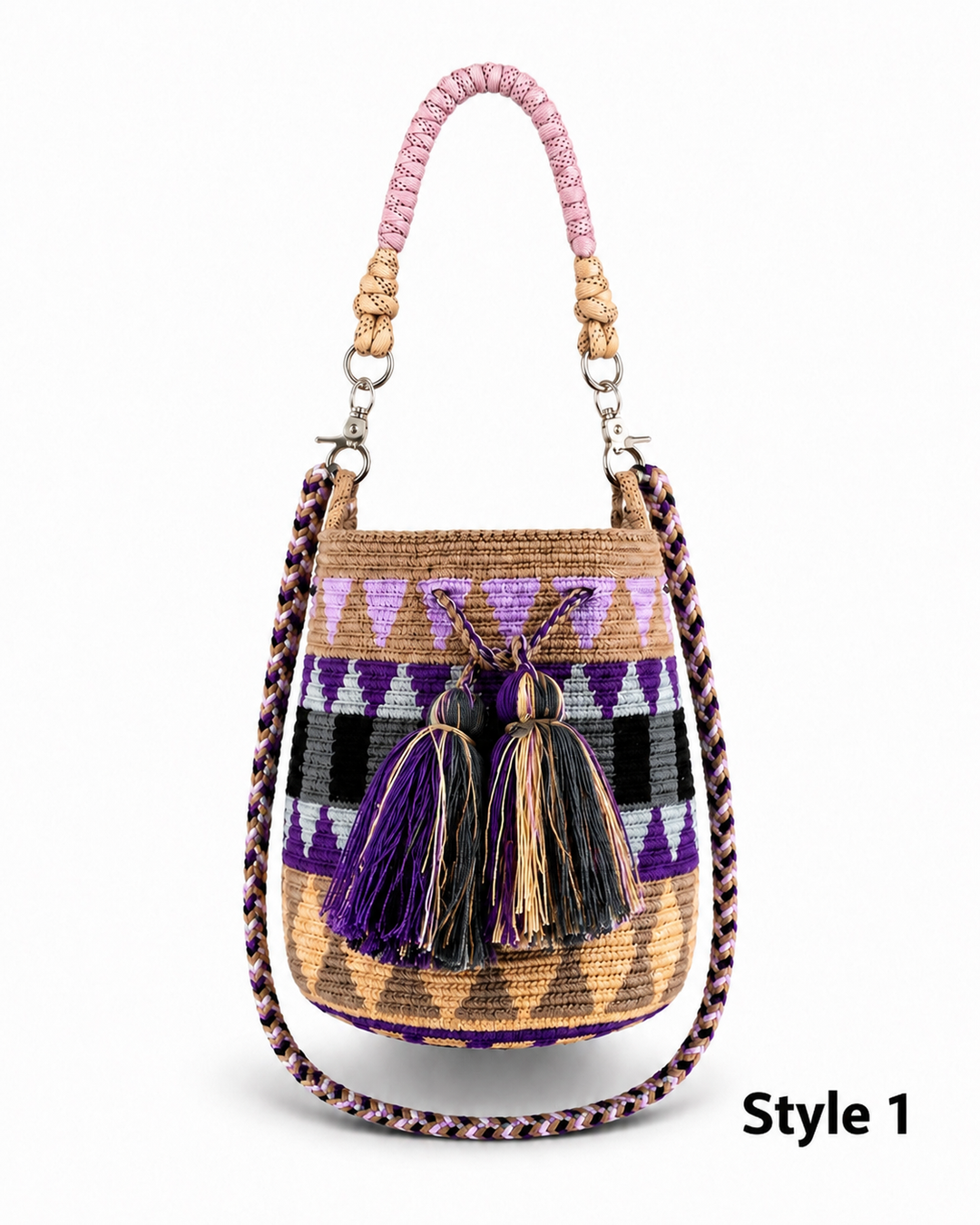 Handmade Wayuu Mochila Crossbody Bag with Dual Straps