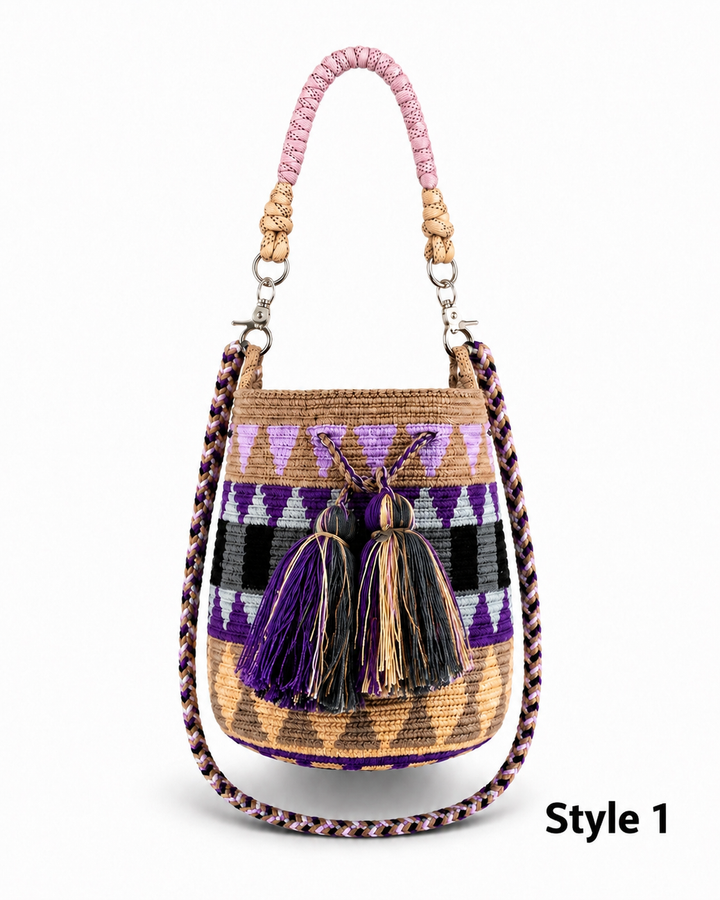 Handmade Wayuu Mochila Crossbody Bag with Dual Straps