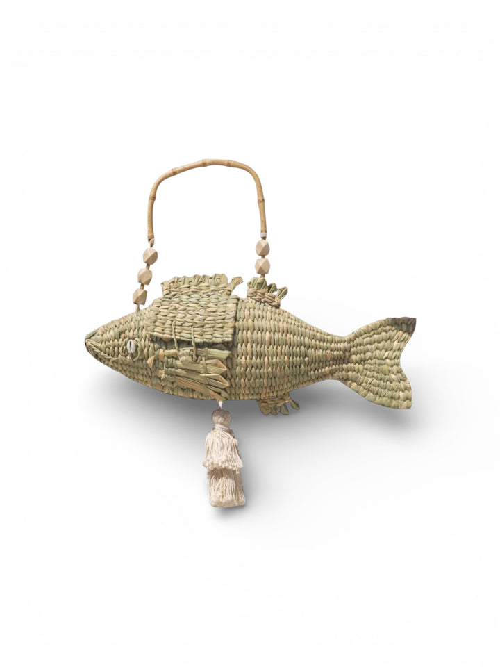 Fish Palm Bag – Handwoven Straw Top Handle Bag