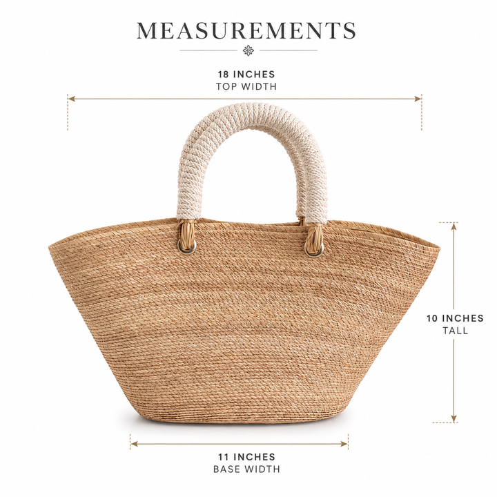 Handmade Embroidered Raffia Tote Bag