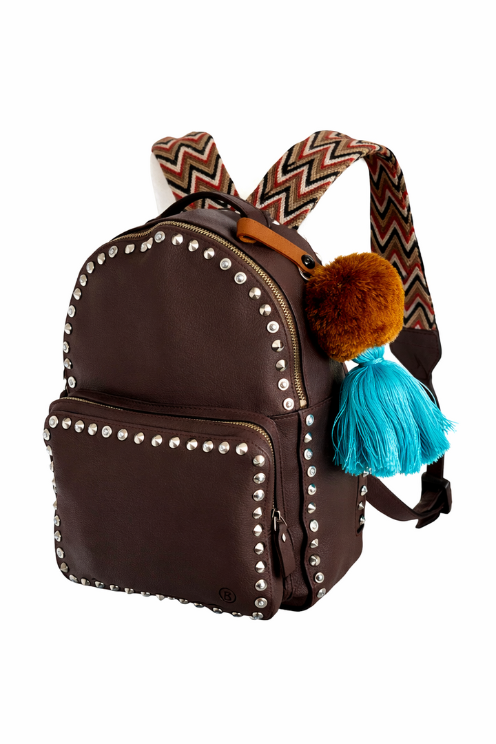 Studded Backpack In Brown with Wayuu Straps