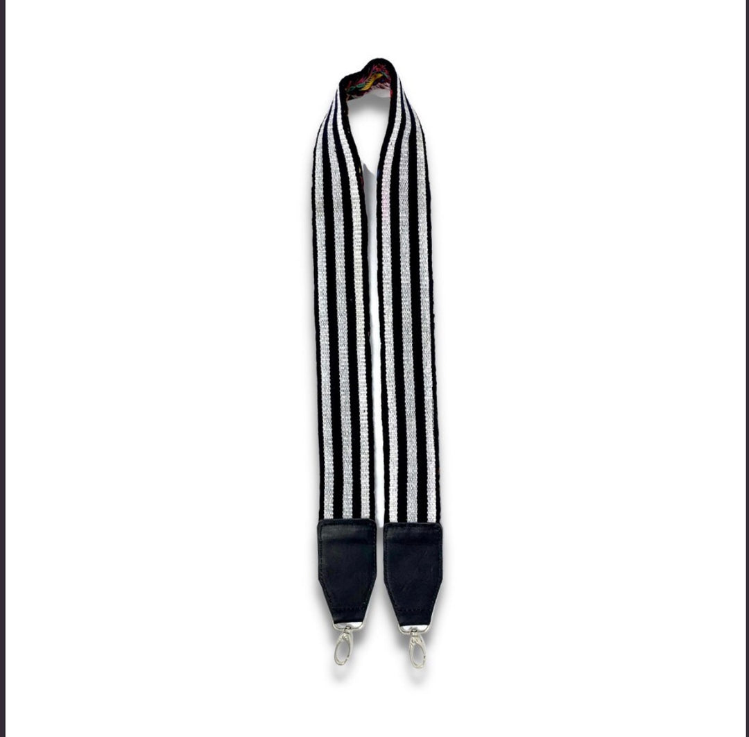 Guatemalan Embroidered Bag Strap with Black Ends