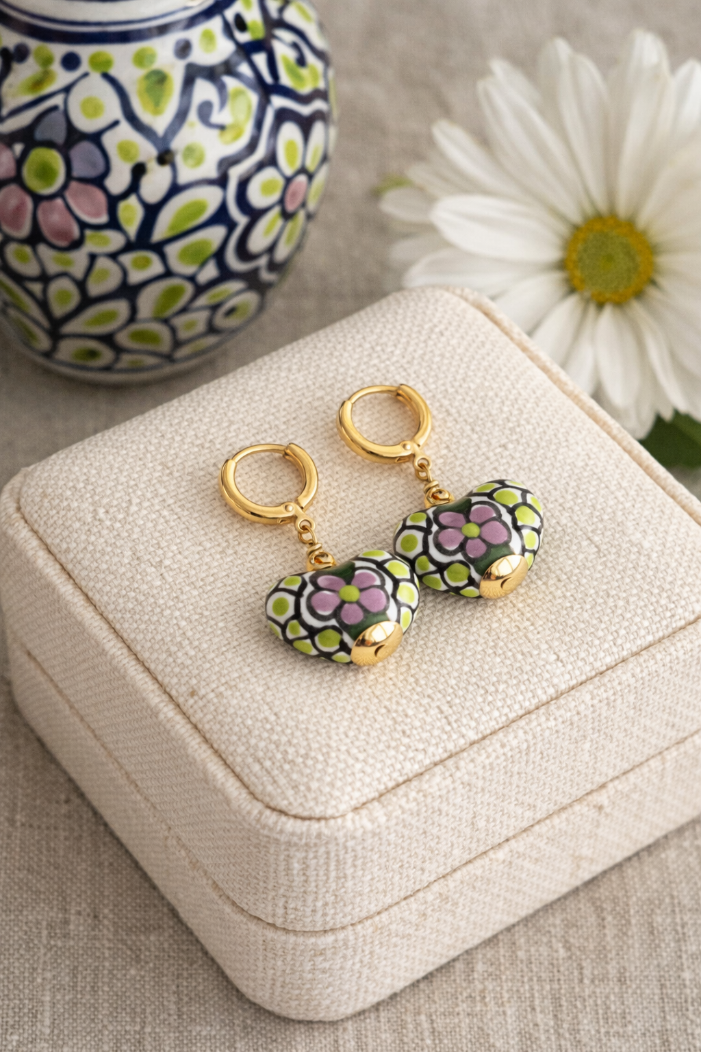 Colorful Heart Shapped Talavera Earrings
