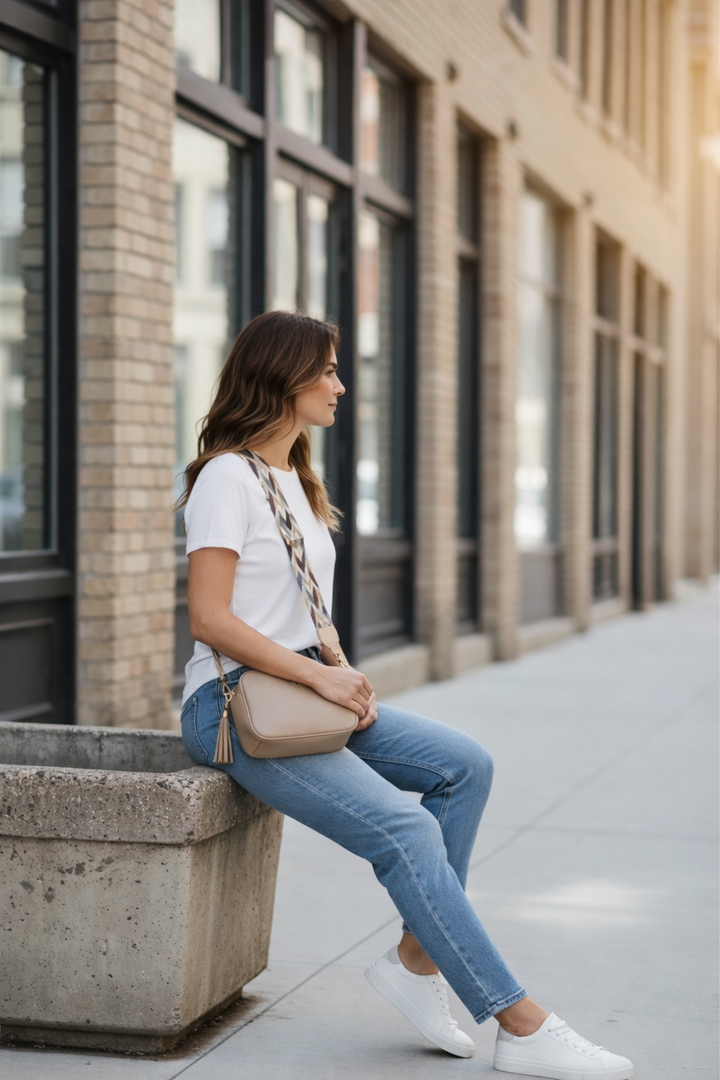 Genuine Leather Crossbody Bag with Wayuu Strap
