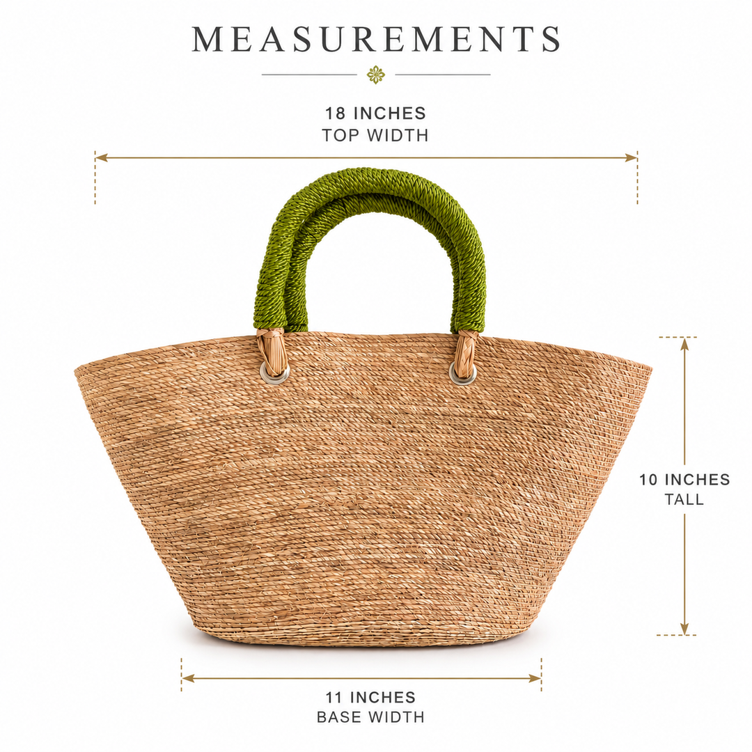 Handmade Embroidered Raffia Tote Bag
