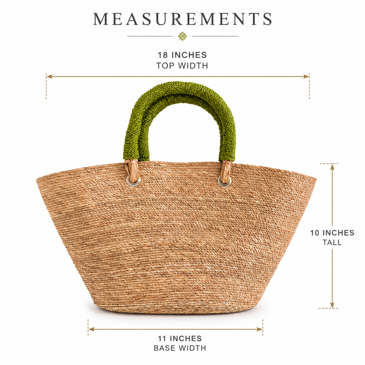 Handmade Embroidered Raffia Tote Bag
