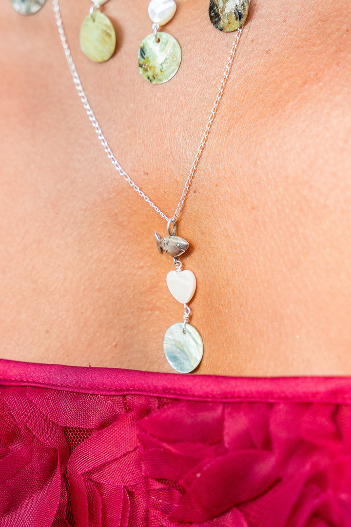 Mexican Fish Necklace | Silver Mother of Pearl Charm Jewelry