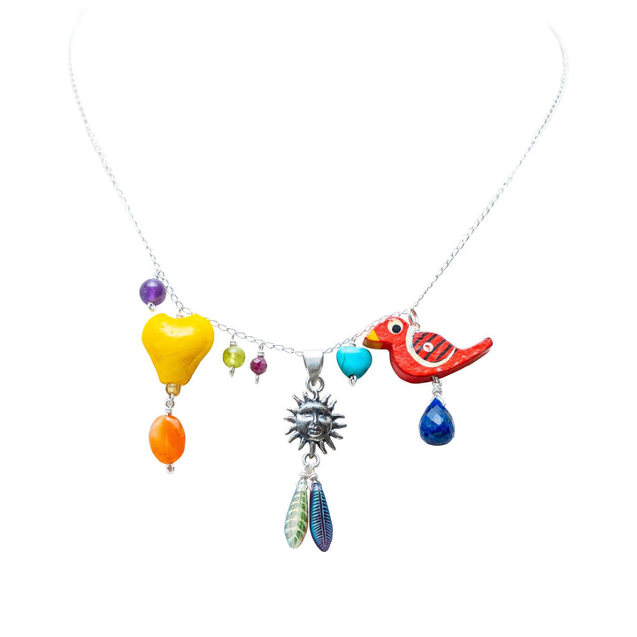 Murano Heart Necklace | Colorful Silver Charm Jewelry