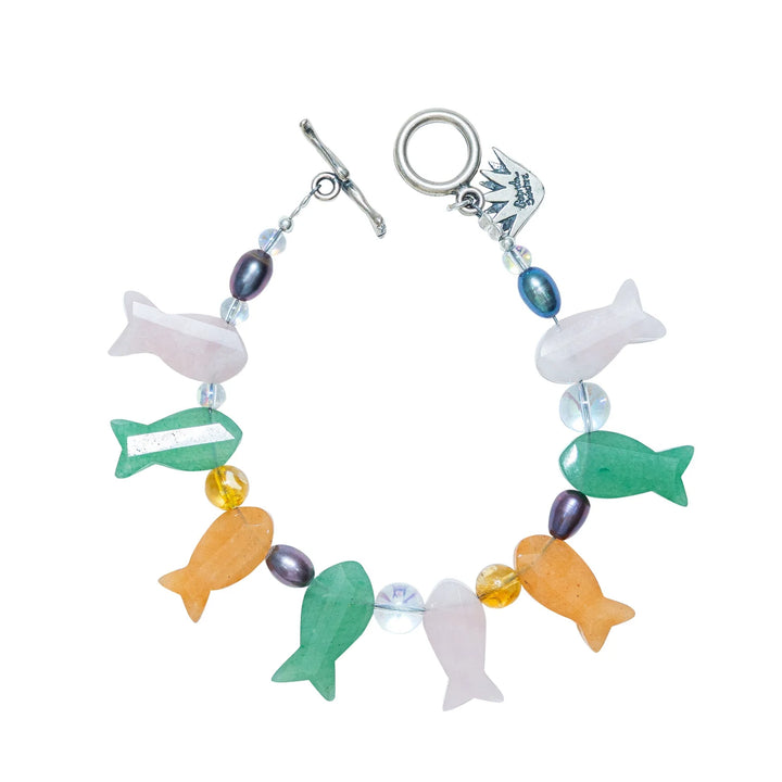 Mexican Fish Bracelet | Sterling Silver Quartz Pearl Jewelry