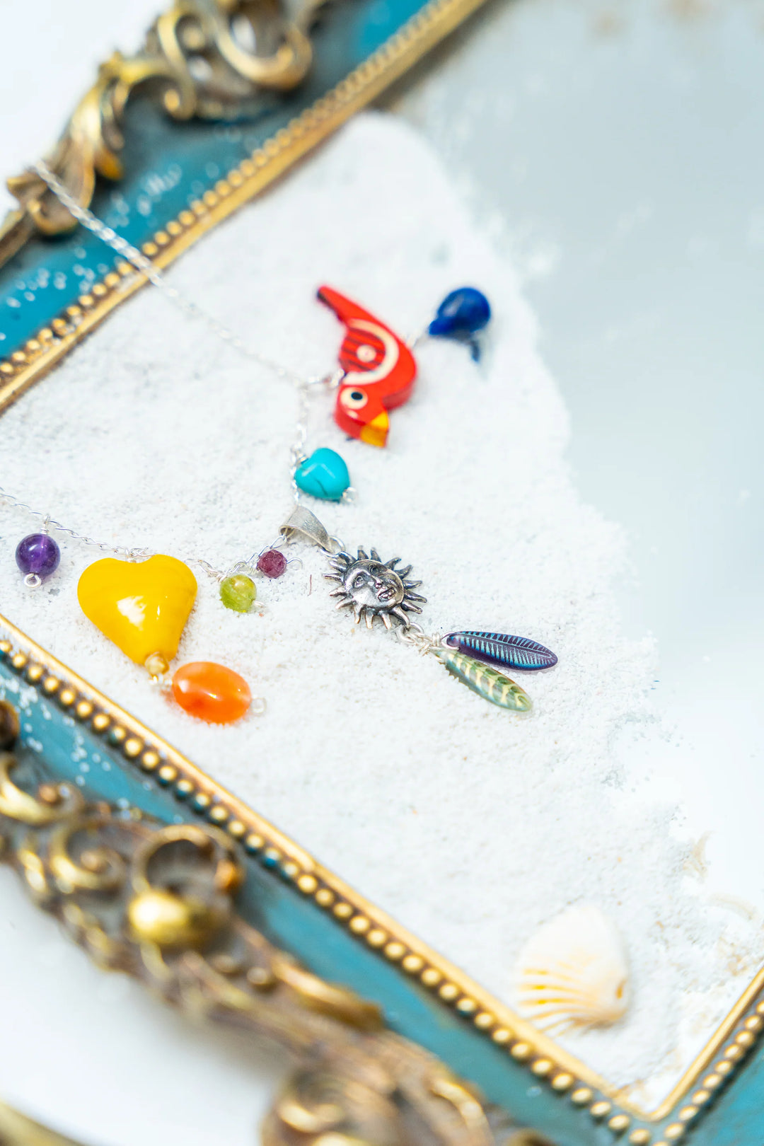 Murano Heart Necklace | Colorful Silver Charm Jewelry
