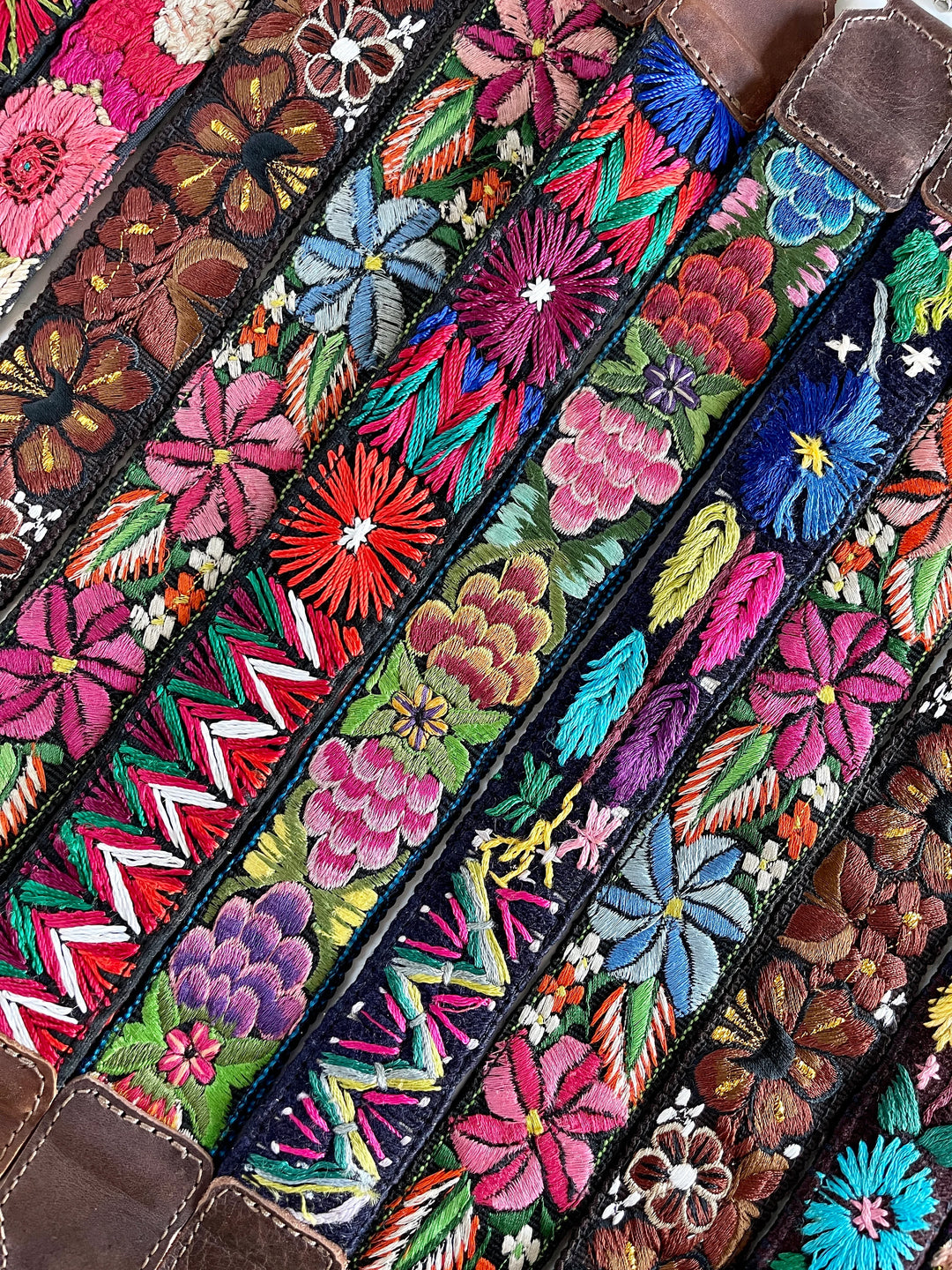 Different color options of Guatemalan woven short bag straps handmade textile purse handles Bootsologie

