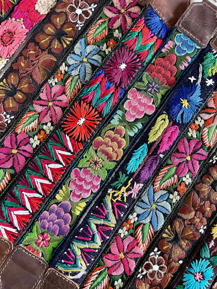Different color options of Guatemalan woven short bag straps handmade textile purse handles Bootsologie
