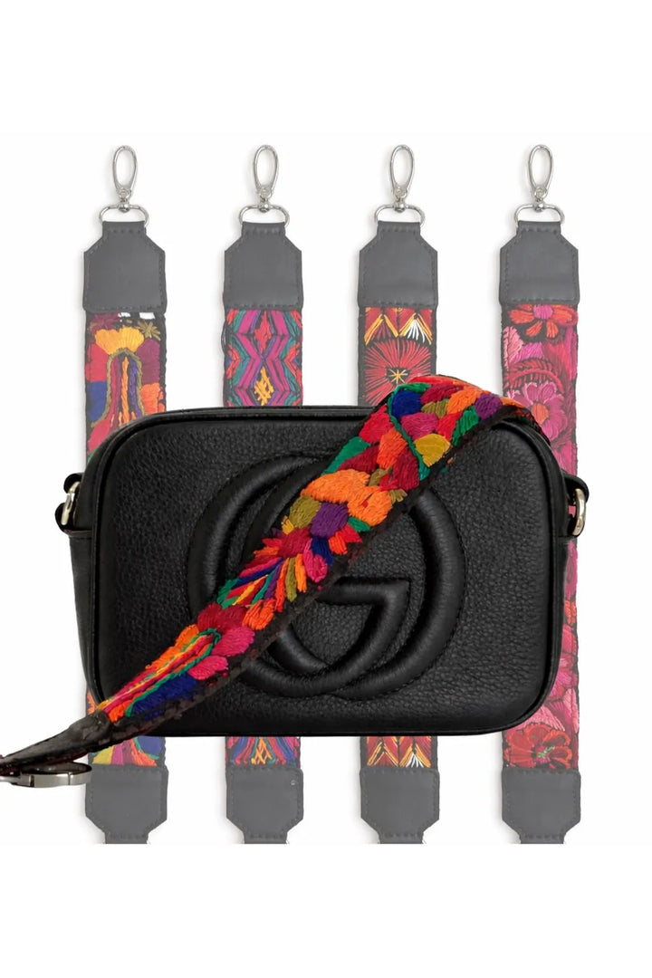 Set of colorful Guatemalan short bag straps handmade woven purse handles artisan textile straps Bootsologie
