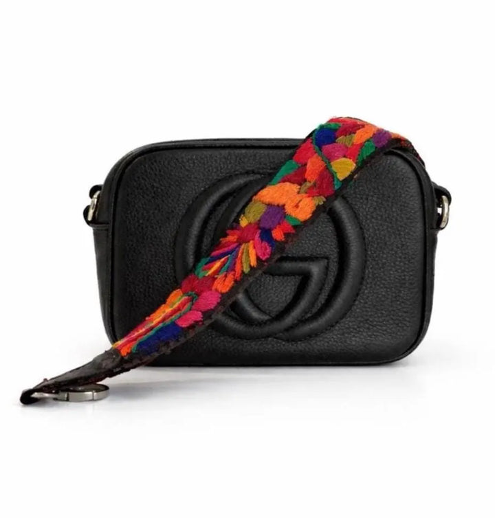 Colorful embroidered Guatemalan bag strap on handbag traditional huipil textile purse accessory exclusively by Bootsologie