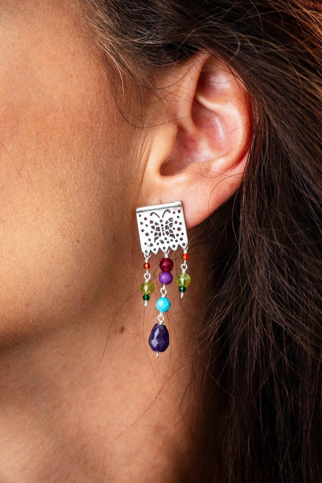 Papel Picado Silver Earrings | Handmade Mexican Jewelry