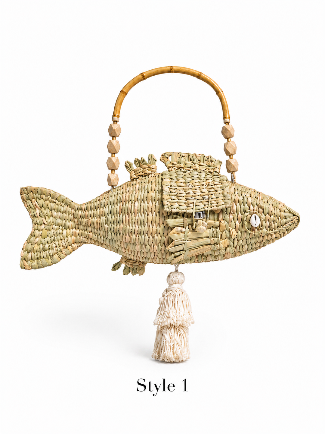 Fish Palm Bag – Handwoven Straw Top Handle Bag