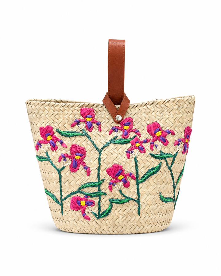 Jacaranda Handmade Embroidered Raffia Tote Bag