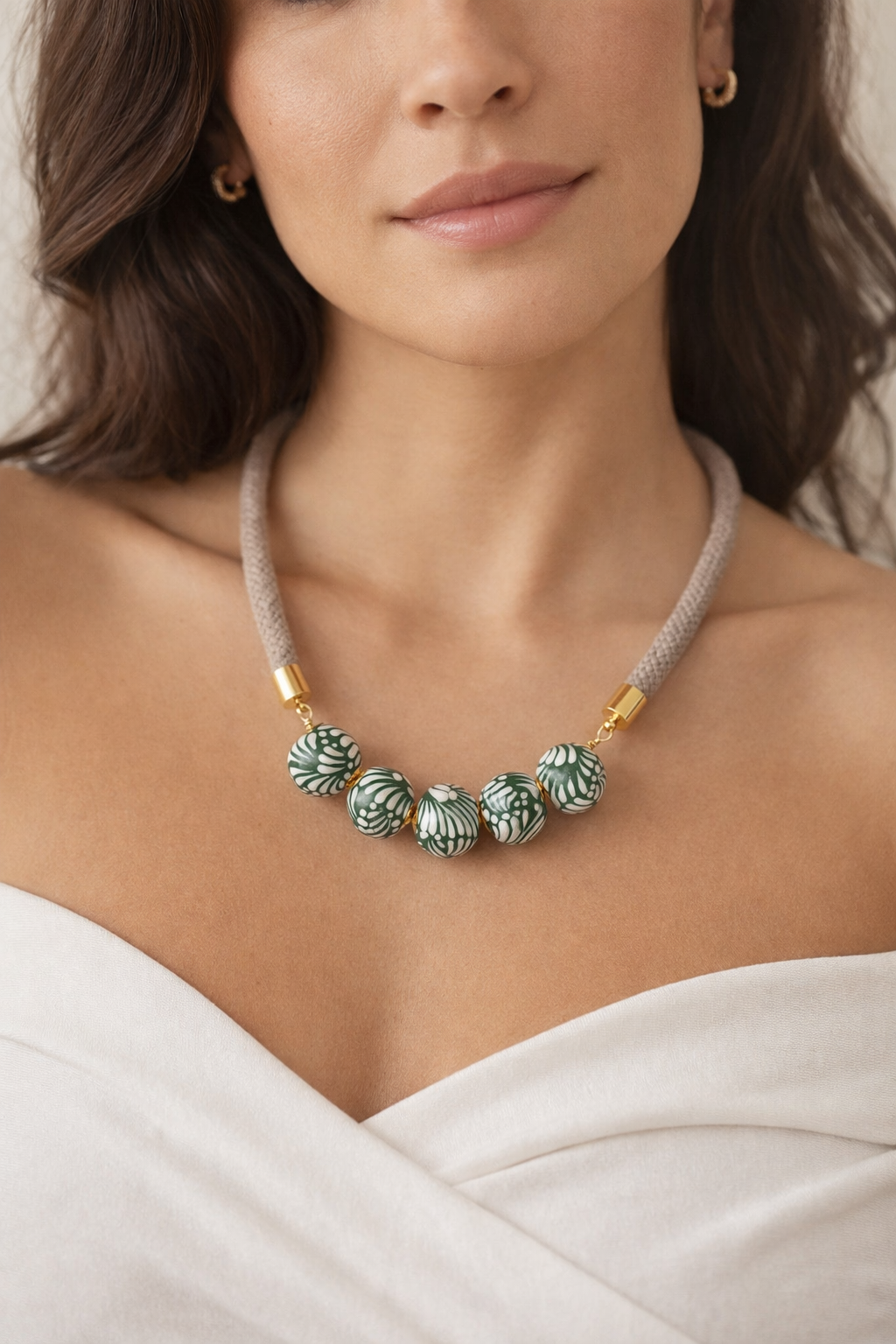 Green Talavera Cord Necklace