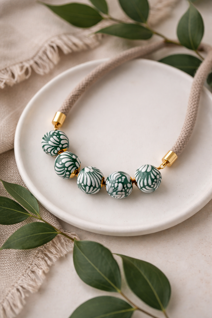 Green Talavera Cord Necklace