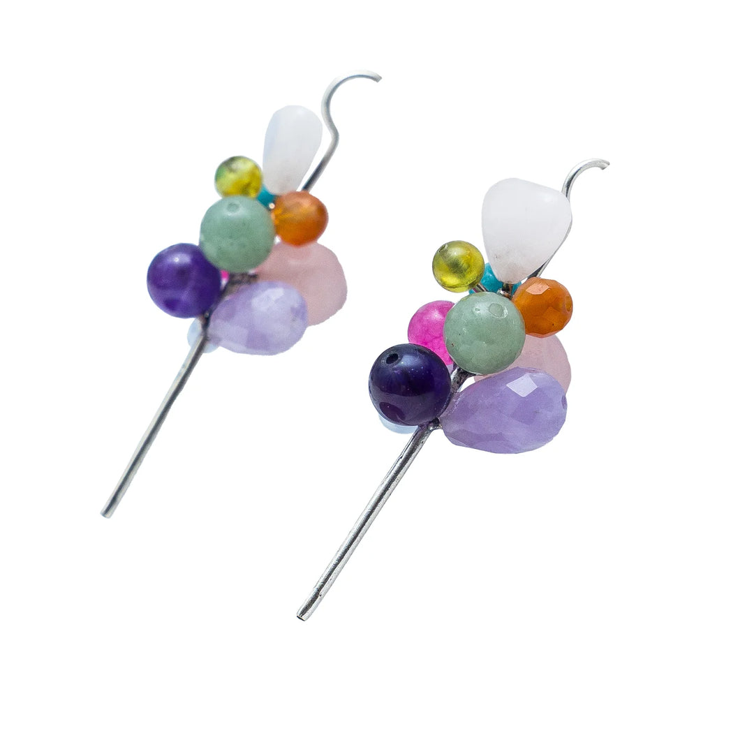 Globero Gemstone Statement Earrings | Handmade Mexican Artisan Jewelry