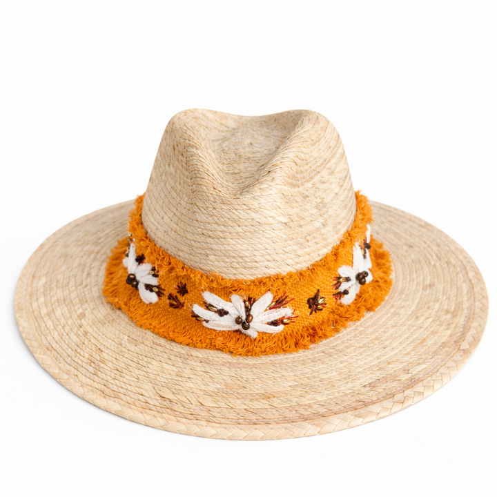 Embroidered Daisy Band Palm Hat