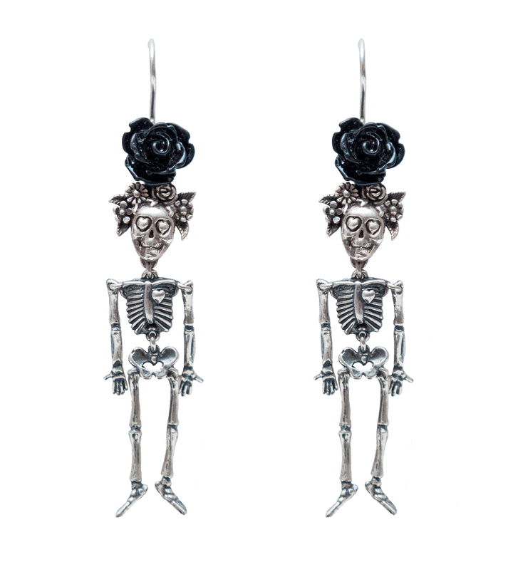 Catrina Silver Earrings | Mexican 925 Silver Onyx Jewelry