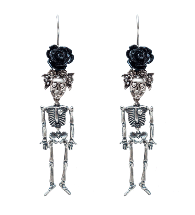 Calaca Mexican Silver Earrings