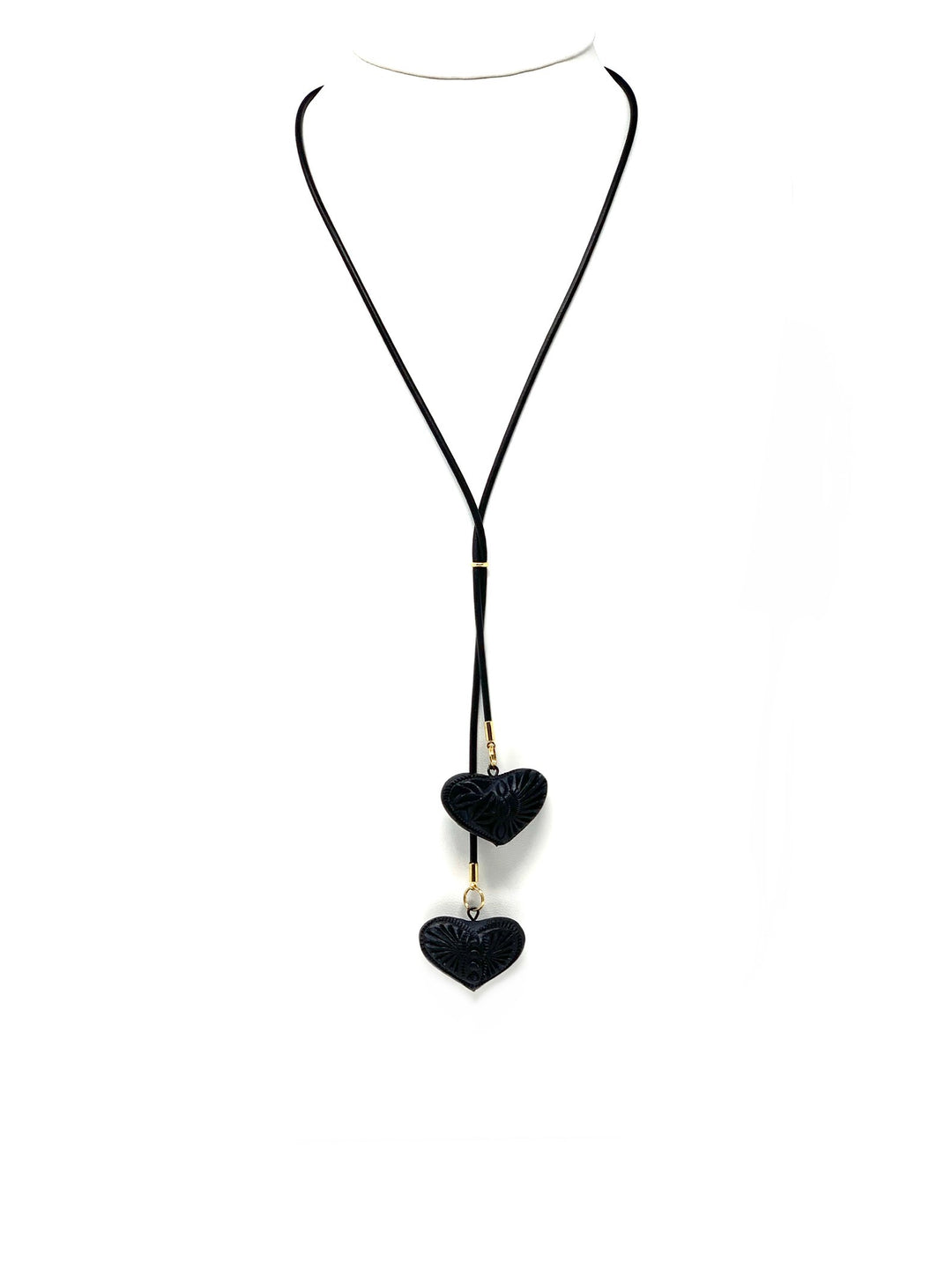 Artisanal Double Heart Barro Negro Necklace