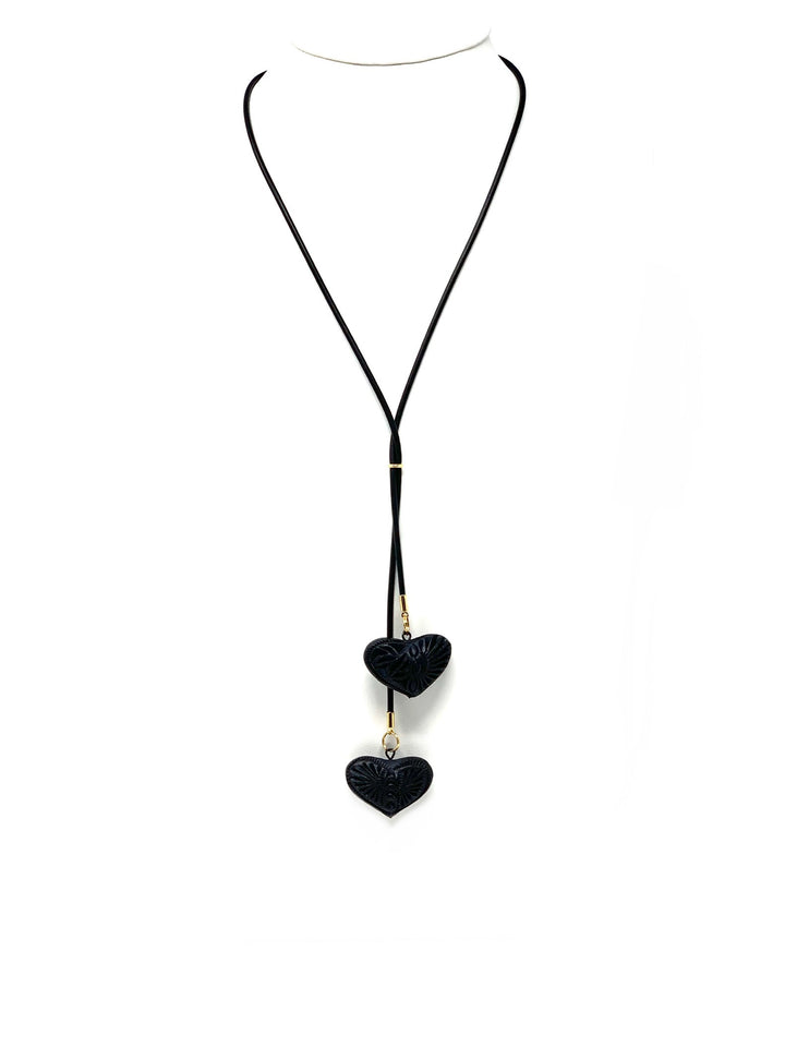 Artisanal Double Heart Barro Negro Necklace