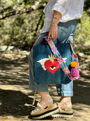 Mexican Market Bag with Corazon Mexicano Embroidered