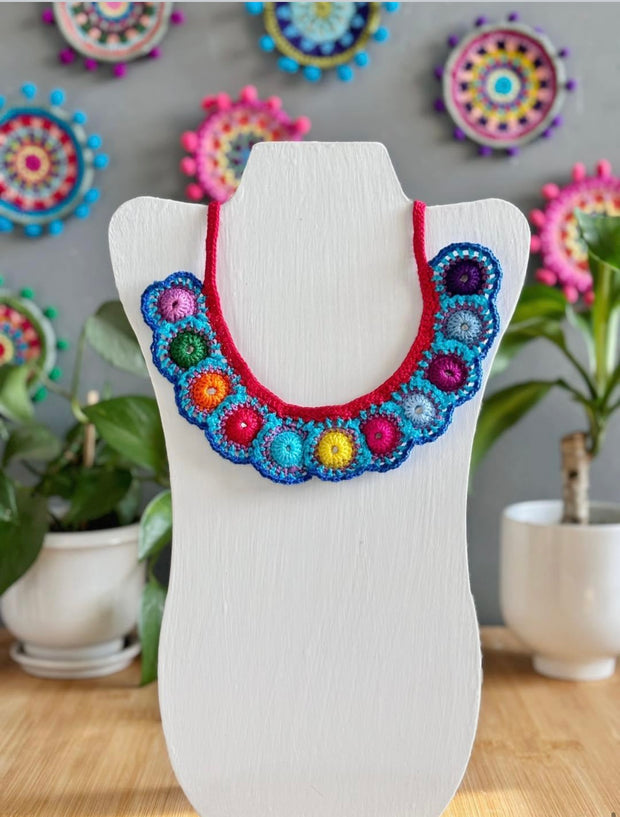 Rainbow Wheels  Knitted Necklace