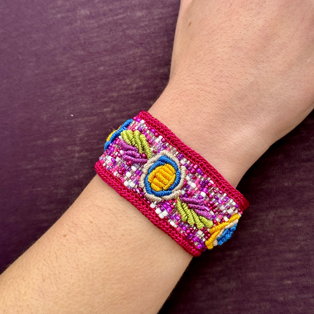 Hand Embroidered Seed Bead Cuff Bracelets