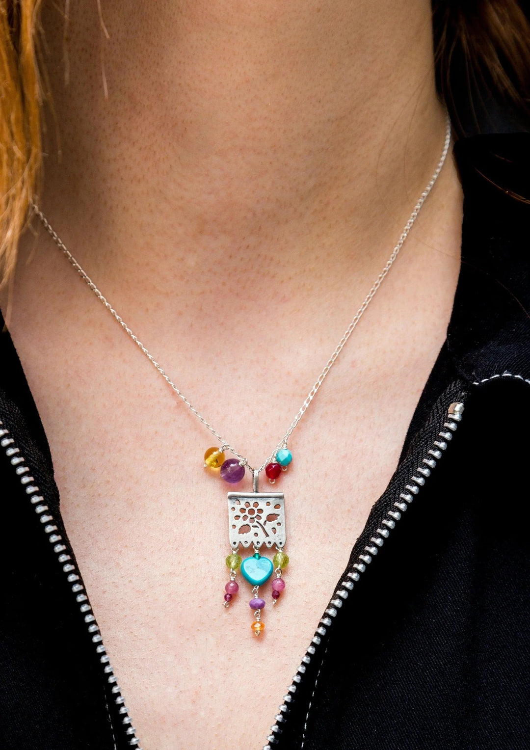 Papel Picado Silver Pendant