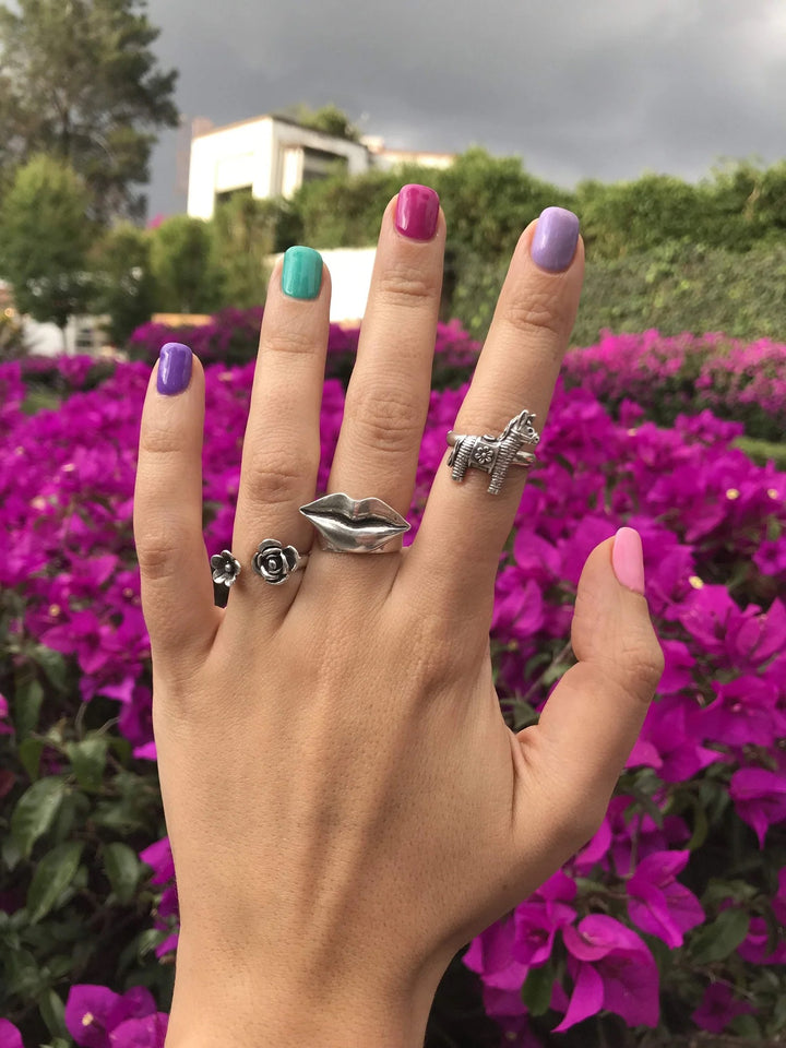 Adjustable Mexican Donkey Piñata Silver Ring