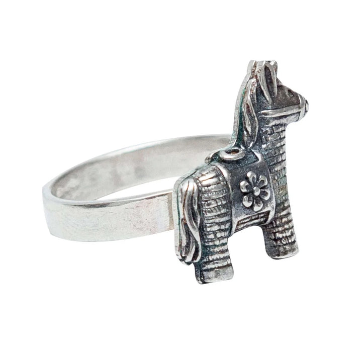 Adjustable Mexican Donkey Piñata Silver Ring