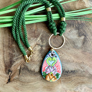 Handmade Colorful Talavera Drop Necklace from Puebla